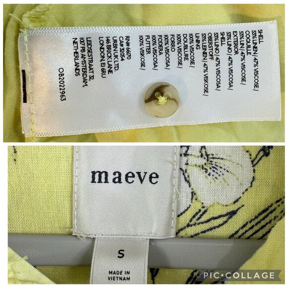 Anthropologie Maeve Bettina Ladder Lace Mini Dress Small Linen Floral Oversized - Picture 12 of 15